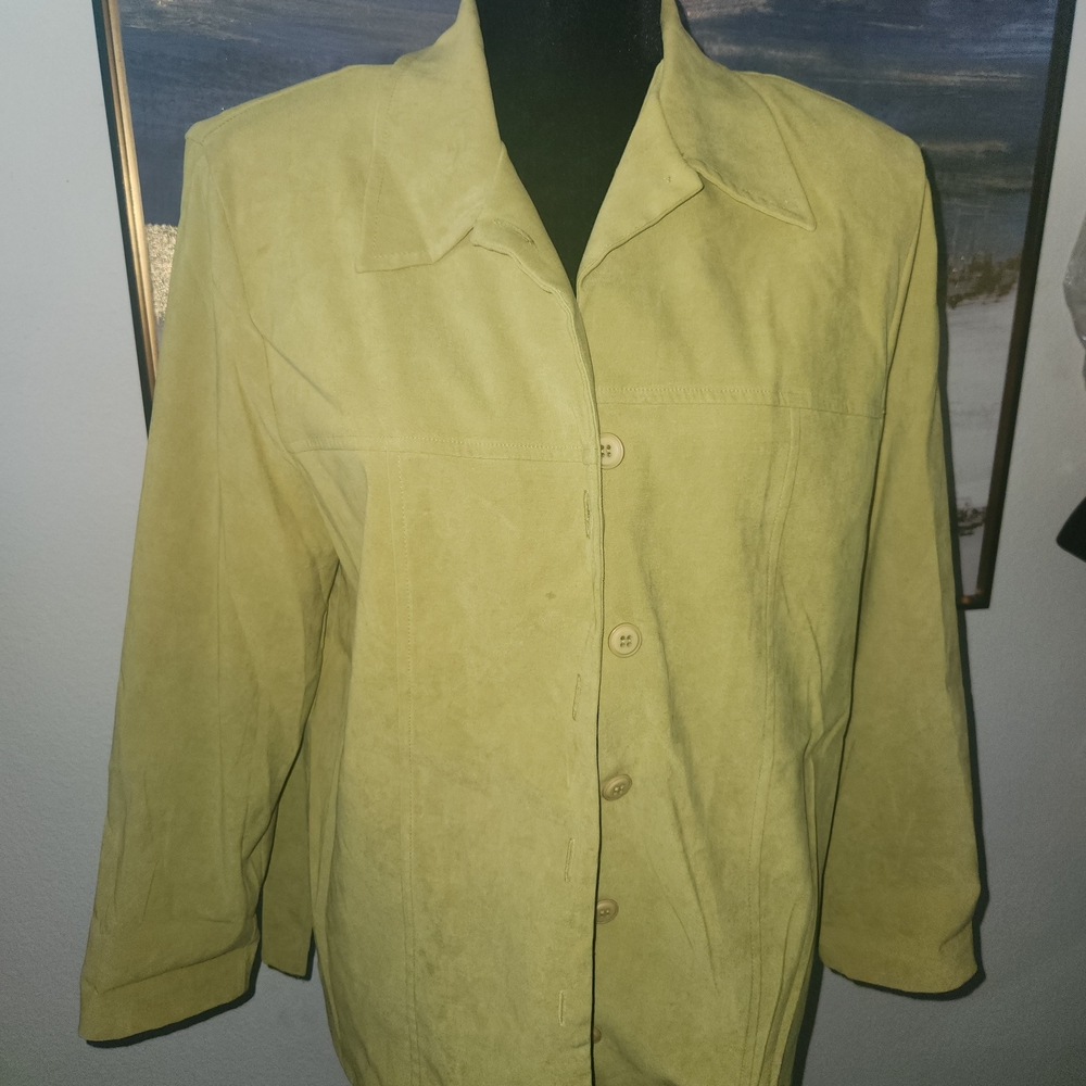 SAG HARBOR PETITE Women's Suede Jacket in Olive Green